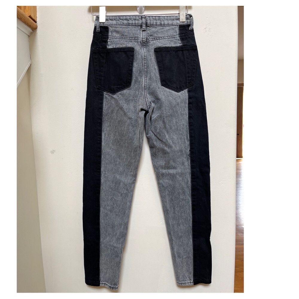 Adika New Nori Color Block Black Gray Mom High Rise Crop Jean Size XS - Picture 4 of 12